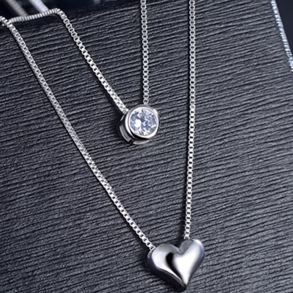 🔥Insta double layer chain heart pendant necklace - Picture 2 of 7